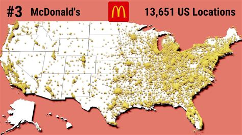 Map Comparison The 30 Biggest Us Fast Food Chains Youtube