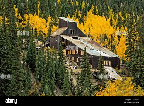 Abandoned Mine And Fall Colors San Juan Mountains Near Silverton