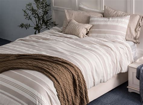 Cotton Textured Stripe Duvet Cover Set Queenking Woven Yarn Etsy