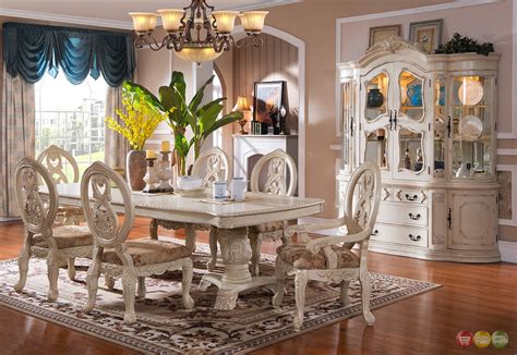 Buy white dining room sets at macys.com! Traditional Antique White Formal Dining Room Furniture Set Carved Wood Accents