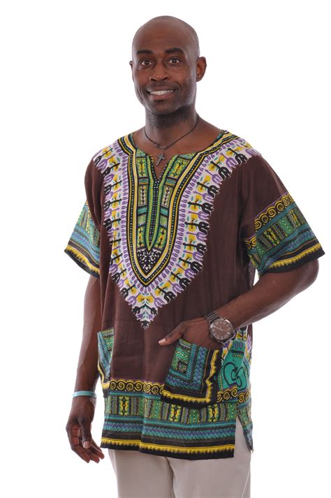 Brown Traditional African Dashiki Shirt