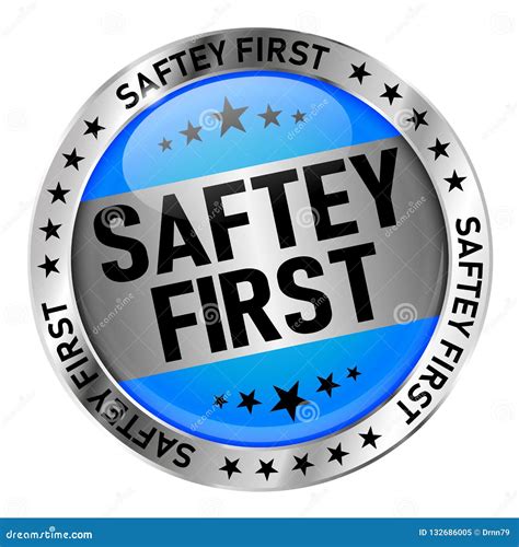 Safety First Isolated Blue Silver Illustration Icon Web Badge Stock