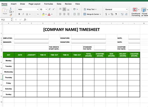 Monthly Timesheet Template Excel Timesheet Template T