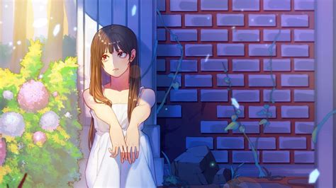 Sad Anime Girl White Dress Hd Anime Girl Wallpapers Hd Wallpapers