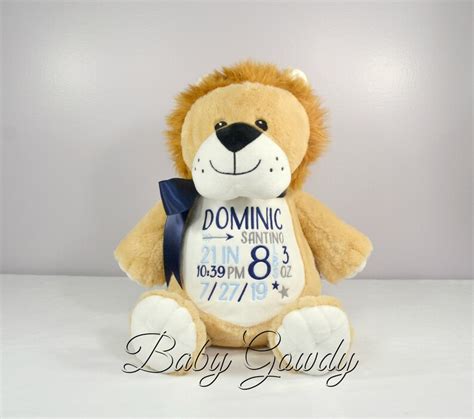 Personalized Stuffed Animal Personalized Lion Embroidered Etsy