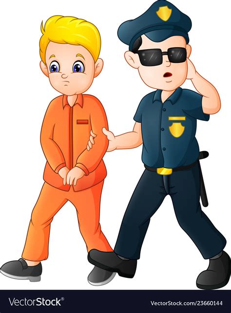 Cartoon Police Officer With A Prisoner Royalty Free Vector
