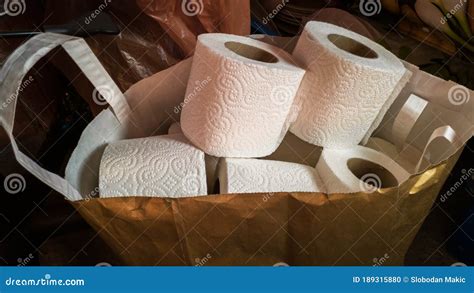 A Large Paper Bag Full Of Rolls Of Toilet Paper Toilet Ware Reserves