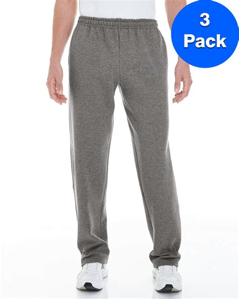 Gildan Mens 8 Oz Open Bottom Sweatpants With Pockets 3 Pack