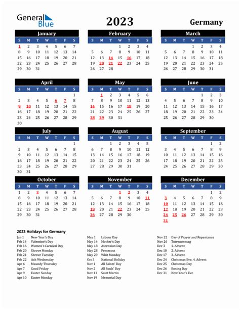 2023 Germany Calendar With Holidays