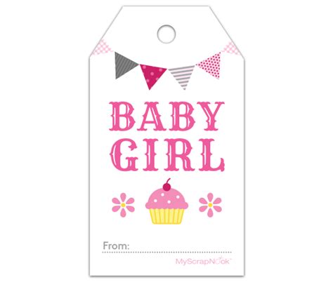 Anyone can be a designer with postermywall! Download this Pink Cupcake Baby Girl Gift Tag and other ...