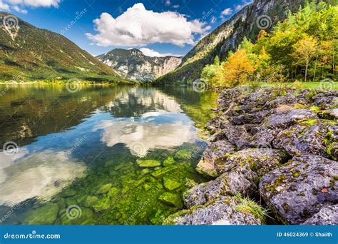 Autumn Trees Near The Mountain Lake In Alps Stock Image Image Of Hill