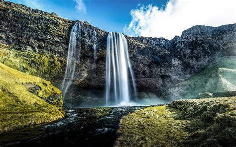 無料ダウンロード セリャラントスフォス、 アイスランド、 崖、 アイスランド、 ランドマーク、 風景、 長時間露光、 自然、 写真、 セリ