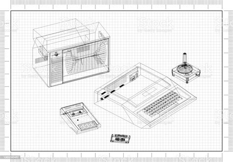 Retro Game Console Architect Blueprint Stock Photo Download Image Now