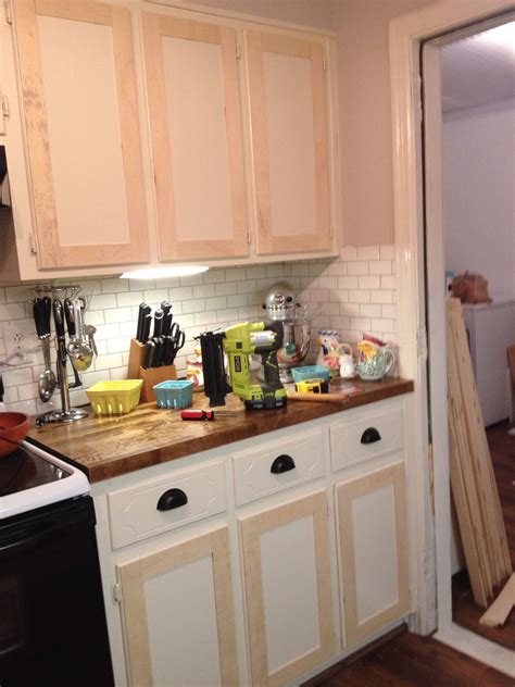 Diy Shaker Style Trim Kitchen Cabinet Refacing Project In Progress