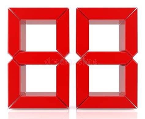 Red Digital Numbers 88 On White Background 3d Rendering Stock