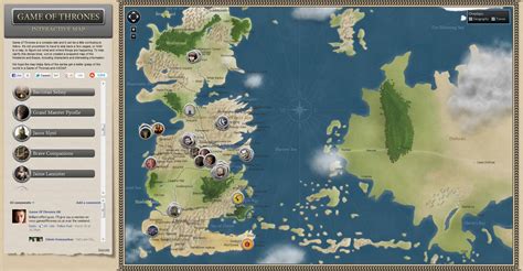 Game Of Thrones Interactive Map Showing Westeros