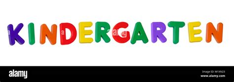 The Word Kindergarten Made Up From Coloured Plastic Letters Stock