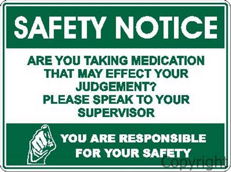 Safety Notice Medication Etc Sign Border Lifting And Safety Pty Ltd