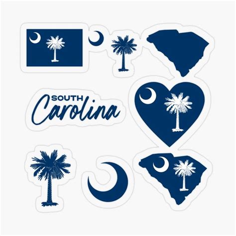 South Carolina Symbols Flag And Map Stickers Pack Of Sc Sticker By