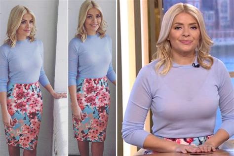 Holly Willoughby Teases A Flash Of Underwear From Beneath Her Tight Blue Top On This Morning