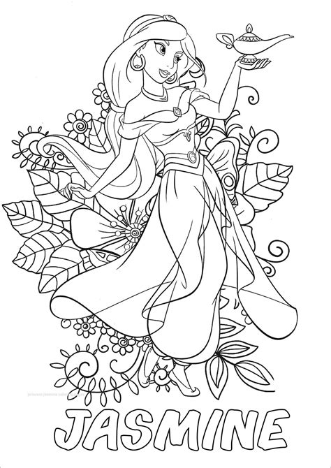 Aladdin Coloring Page Jasmine For Adults Coloringbay