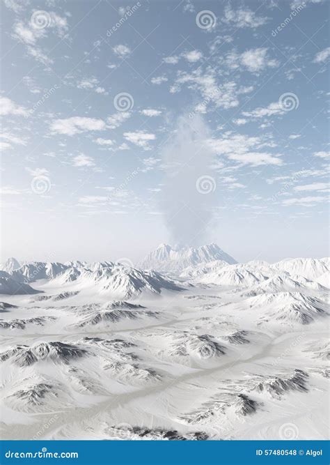 Snow Covered Volcano Stock Illustration Illustration Of Volcano 57480548