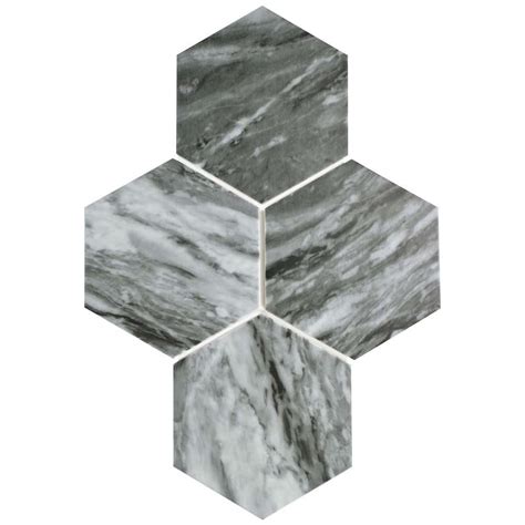 Merola Tile Classico Bardiglio Hex Dark 7 In X 8 In Porcelain Floor