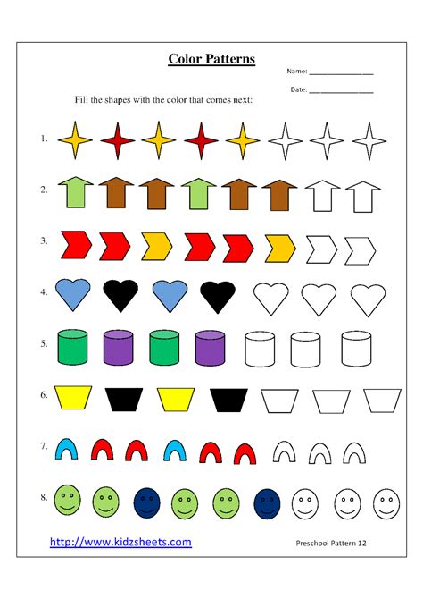 Free Printable Kindergarten Pattern Worksheets Free Printable Color