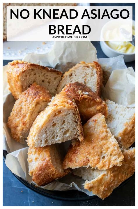 No Knead Asiago Cheese Bread A Wicked Whisk