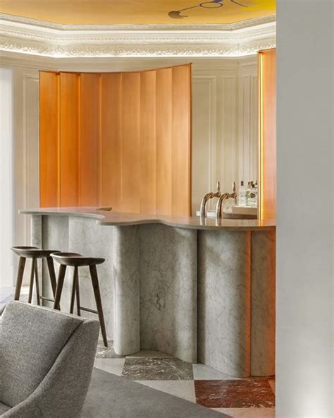 Hotel Vernets Incredible Curved Marble Bar Details Interior Designed