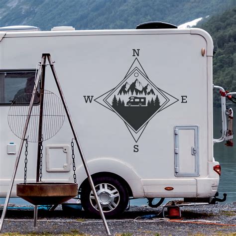 Wohnmobil Aufkleber Kompass Berge Wald Camping Abc Aufkleberde