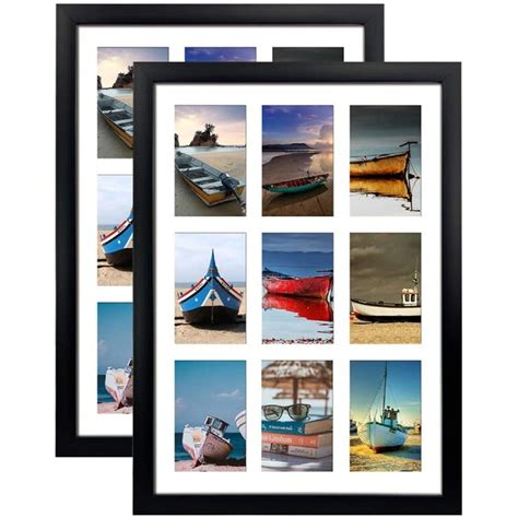 Latitude Run® 9 Openings 4x6 Picture Frames Collage Set Of 2 Black