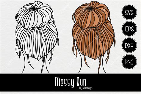 This funny free svg is perfect for those livin’ the mom life. Messy Bun Hair (88653) | Illustrations | Design Bundles