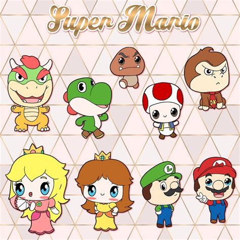 Super Mario Clipart Kawaii Design Download Cute Super Etsy
