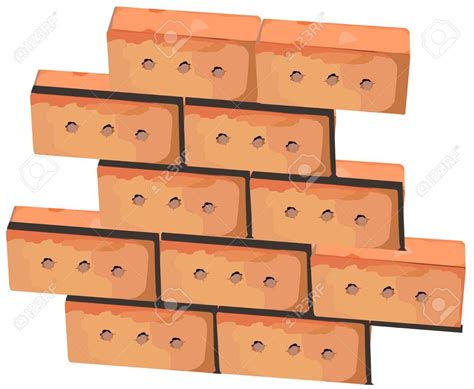 First Bricks Of New House Brick Wall Foundation Isolated Illustration
