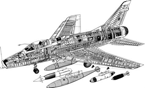 North American F 100 Super Sabre Cutaway Drawing In High Quality
