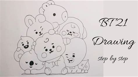 How To Draw Bt21 Characters Step By Step Easy Bt21 Drawing Bt21