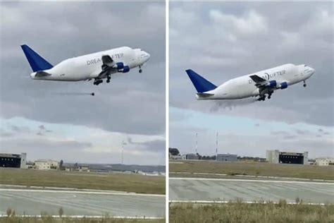 Viral Video Boeing 747 Dreamlifter Aircraft Loses Landing Gear Tyre Soon After Take Off In Italy