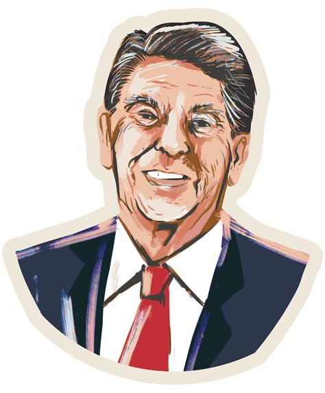 Ronald Reagan Illustration Sticker Vulgrco