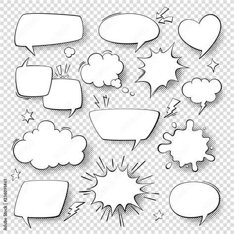 Comic Speech Bubbles Cartoon Comics Talking And Thought Bubbles Retro Speech Shapes Vector Set