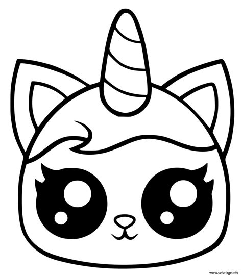 Coloriage Chat Licorne Kawaii Maternelle JeColorie Com