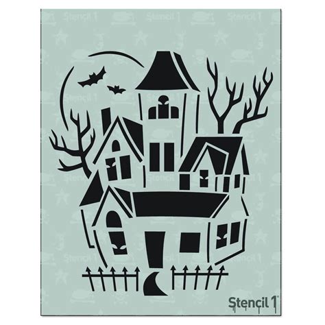 Haunted House Stencil Reusable Craft And Diy Stencils Etsy