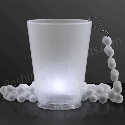 White Led Light Up Shot Glass Bead Necklace Flashingblinkylights