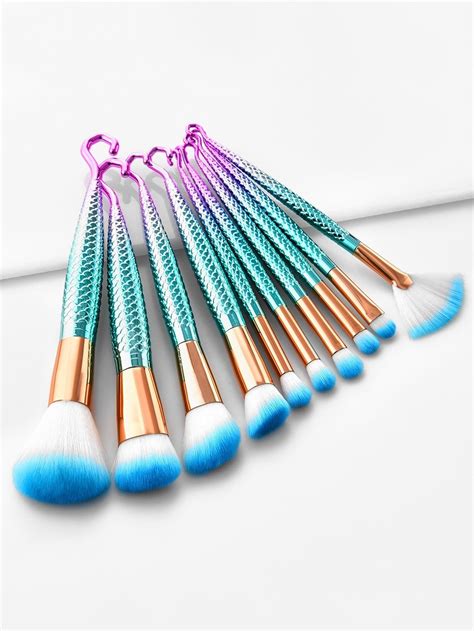 Mermaid Handle Makeup Brush Set 10pcs