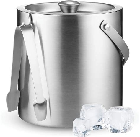 Double Wall Stainless Steel Insulated Ice Bucket With Lid And Ice Tong