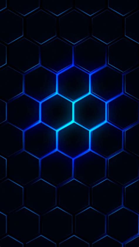 Blue Glow Black Geometric Wallpaper Black And Blue Wallpaper