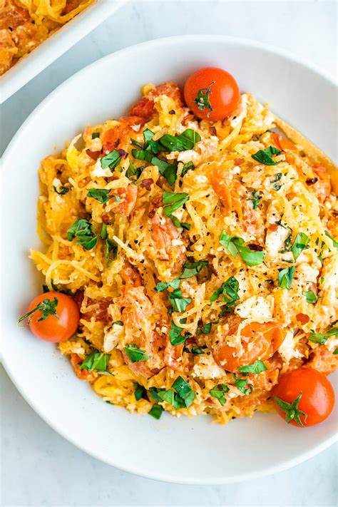 Low Carb Baked Feta Pasta With Spaghetti Squash Eating Bird Food