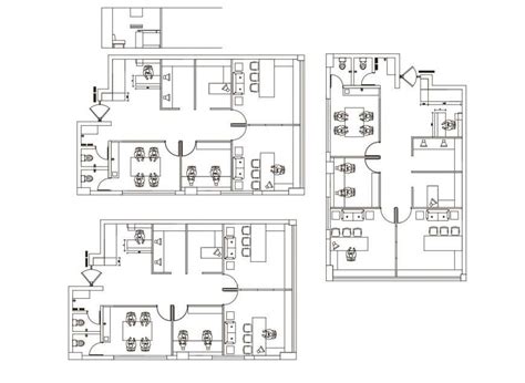 Admin Office Departments Layout Plan With Furniture Drawing Details Dwg