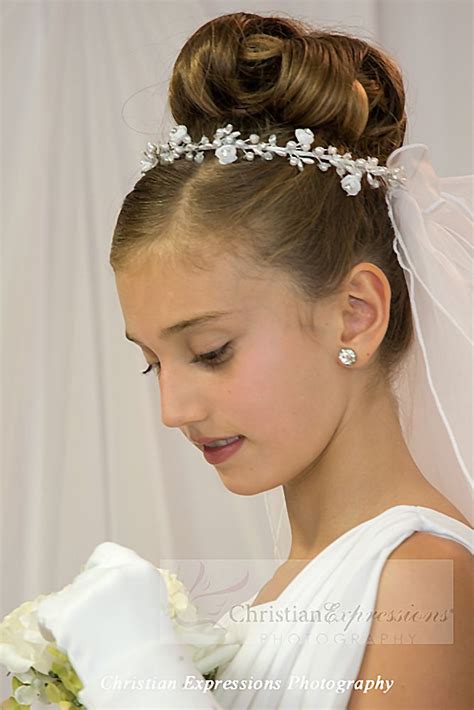 First Communion Wreath Veil With Pearls And Crystals First Communion