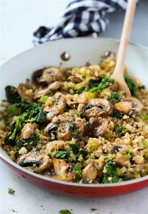 Mushroom Cauliflower Rice Skillet Recipe Primavera Kitchen
